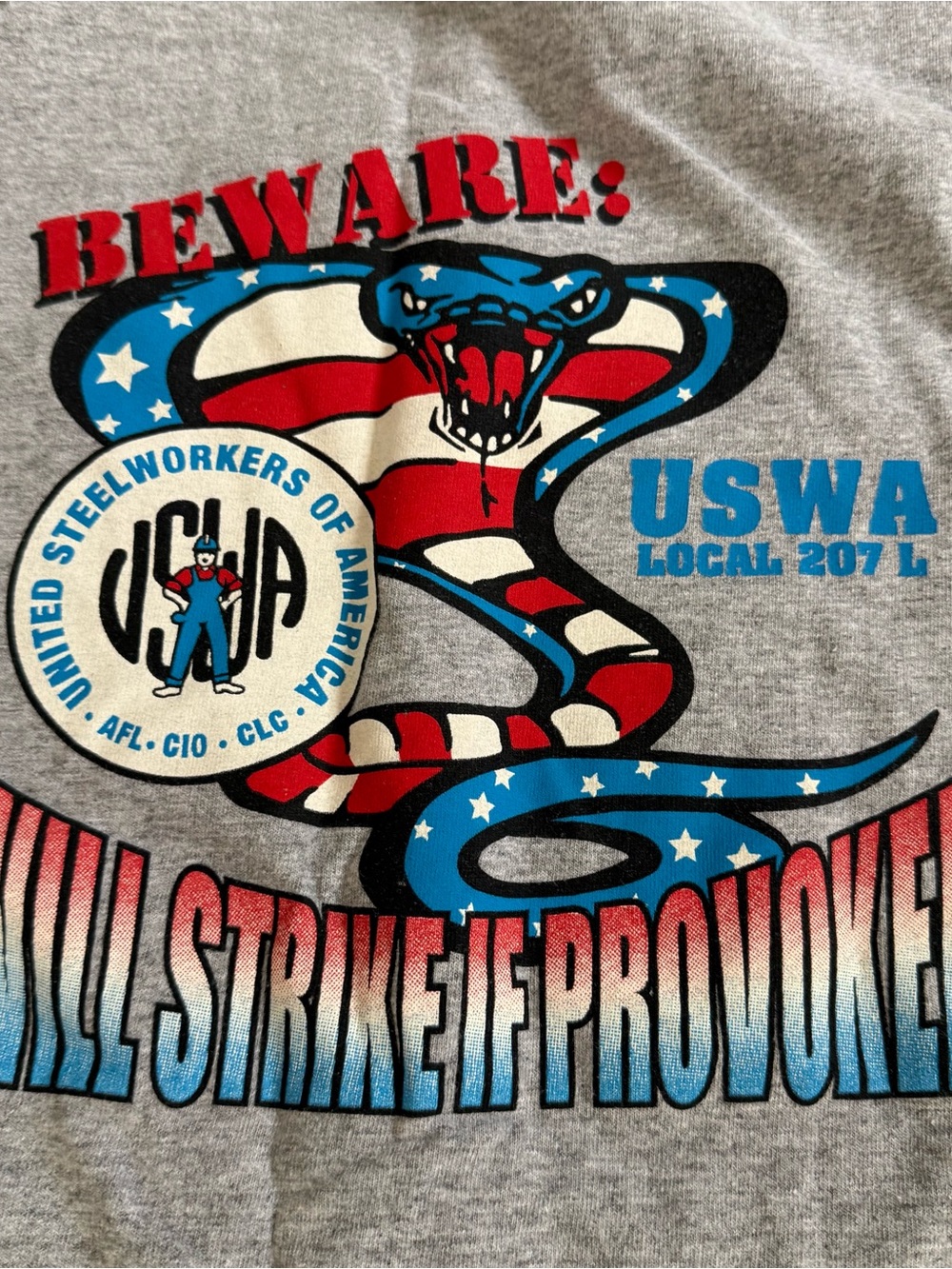 United Steel Works of America USWA Shirt USA Union Made XL Gray Patriotic - Picture 7 of 7